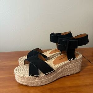 NWOT Lucky Brand Audrinah Suede Espadrille Wedge Platform Sandal Strappy Ankle